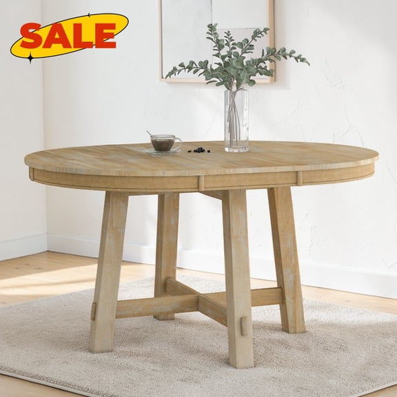 Hassch 42in-58in Extendable Dining Table for 4-6, Modern Kitchen Table with Wood Frame, Space Saving, Natural