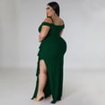 thumbnail image 5 of AURA Women Sexy V Neck High Slit Maxi Dress Spaghetti Strap Ruffle Party Club Dress, 5 of 7