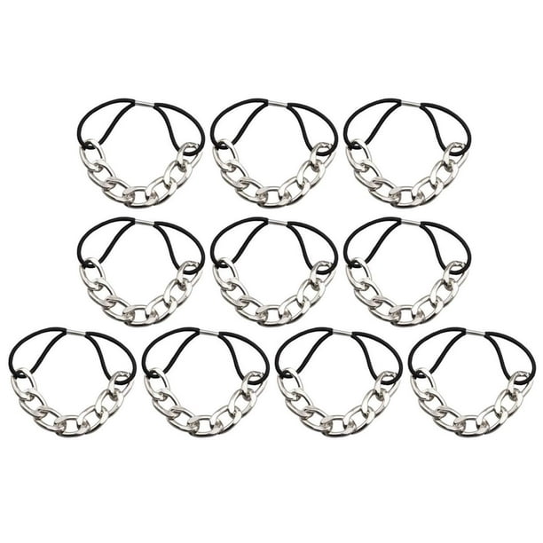 10 piezas de lazos para el cabello de cadena dorada moderna con hebras dobles, accesorios elásticos para el cabello, cuerdas para el cabello, diademas de moda, soportes para cola de caballo, anillos p