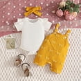 thumbnail image 2 of mgoYE Newborn Baby Girl Summer Clothes Short Sleeve Bubble Romper Bow Shorts Jumpsuit Infant Outfit 0 3 6 9 12 18 Months(Orange,6-12 Months), 2 of 8