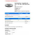 thumbnail image 2 of Front Brake Rotor - Compatible with 1992 - 1997, 2002 - 2006 Toyota Camry LE 1993 1994 1995 1996 2003 2004 2005, 2 of 2