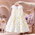 thumbnail image 4 of Luxalzxs Toddler Baby Girl Summer Dress Floral Print Sleeveless Doll Collar Cotton Playwear Dresses Beach Sundress 1-8 Years, 4 of 9