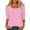 Pink, variant on ERkkoi 3/4 Length Sleeve Womens Tops Casual Loose Fit Crewneck T Shirts Cute Solid Three Quarter Length Tunic Tops Yellow XXL