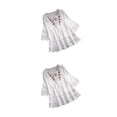 thumbnail image 4 of Blusa con lazo Sonducket para mujer Estampado especial Camisa vintage cuello en V fibra de playa blanco S, 4 of 6