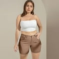 thumbnail image 6 of Mohiass Cargo Shorts Women Knee Length Hiking High Waisted Shorts Pull on Casual Trendy Summer Bermuda Shorts with Pockets Khaki XL, 6 of 6