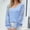 Blue, variant on TIHLMK Women's Blouses Women Fashion Comfortable Solid Color Long Sleeves V-Neck Top Blouse Gifts for Women