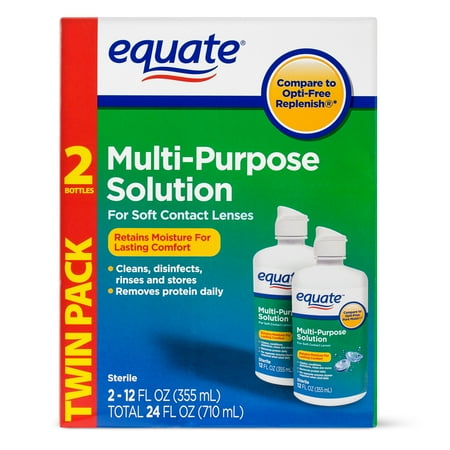 (4 pack) (4 Pack) Equate Sterile Multi-Purpose Contact Solution , 12 Oz, 2 Pk