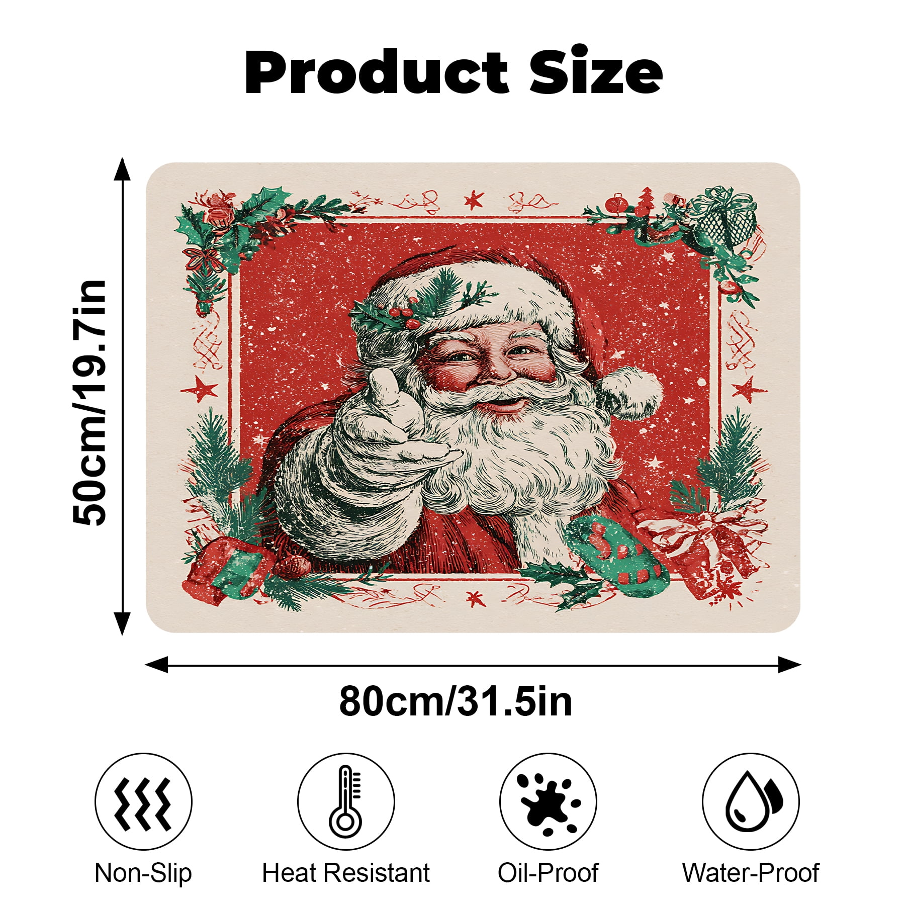 19.7x31.5inch Christmas Stove Cover, Non Slip Kitchen Mats for Floor Winter Stove Top Cover for Kitchen Decor Red Electric Stove Pad Xmas Party Non-Stick Gas Burners Covers Washable, 1Pc