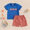 thumbnail image 2 of Sopiago 4th Of July Baby Boy Outfit Infant T Shirt Shorts 2pcs Set Toddler Fourth Of July Outfits for Toddler Boys Summer Cute Clothes Blue,0-6 Months, 2 of 6