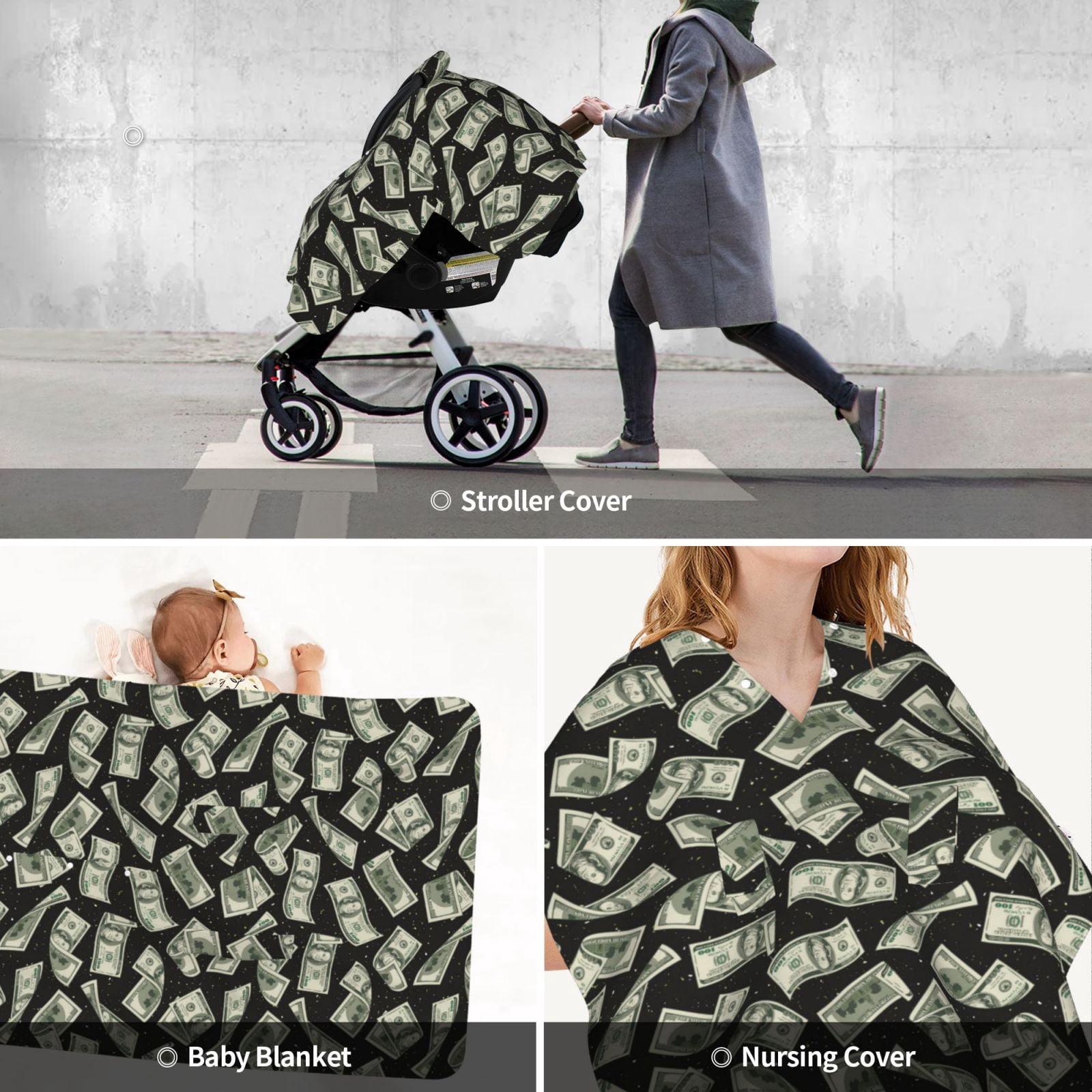 Car Seat Cover Baby - Dollar Breathable Infant Car Seat Cover for Baby Carseat, Lightweight Comfort Baby Essentials Must Haves Newborn Stuff for Girl Boy