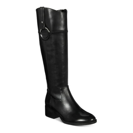 

ALFANI Womens Black Hardware Trim Stretch Gore Cushioned Comfort Bexleyy Block Heel Zip-Up Leather Riding Boot 6.5 M