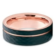 thumbnail image 2 of Tungsten Wedding Band Hammered Tungsten Ring Rose Gold Tungsten Men and Women Offset Groove 8mm Comfort Fit, 2 of 3