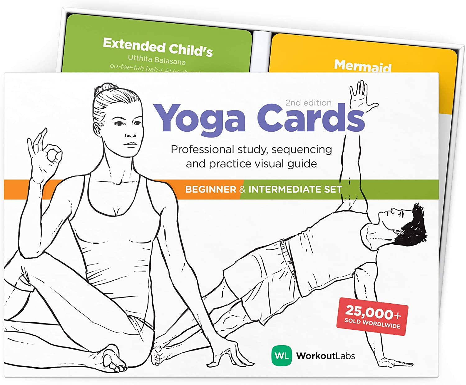 Cartes De Yoga WorkoutLabs 2e édition - Débutant & Intermédiaire - 50 Cartes Plastifiées