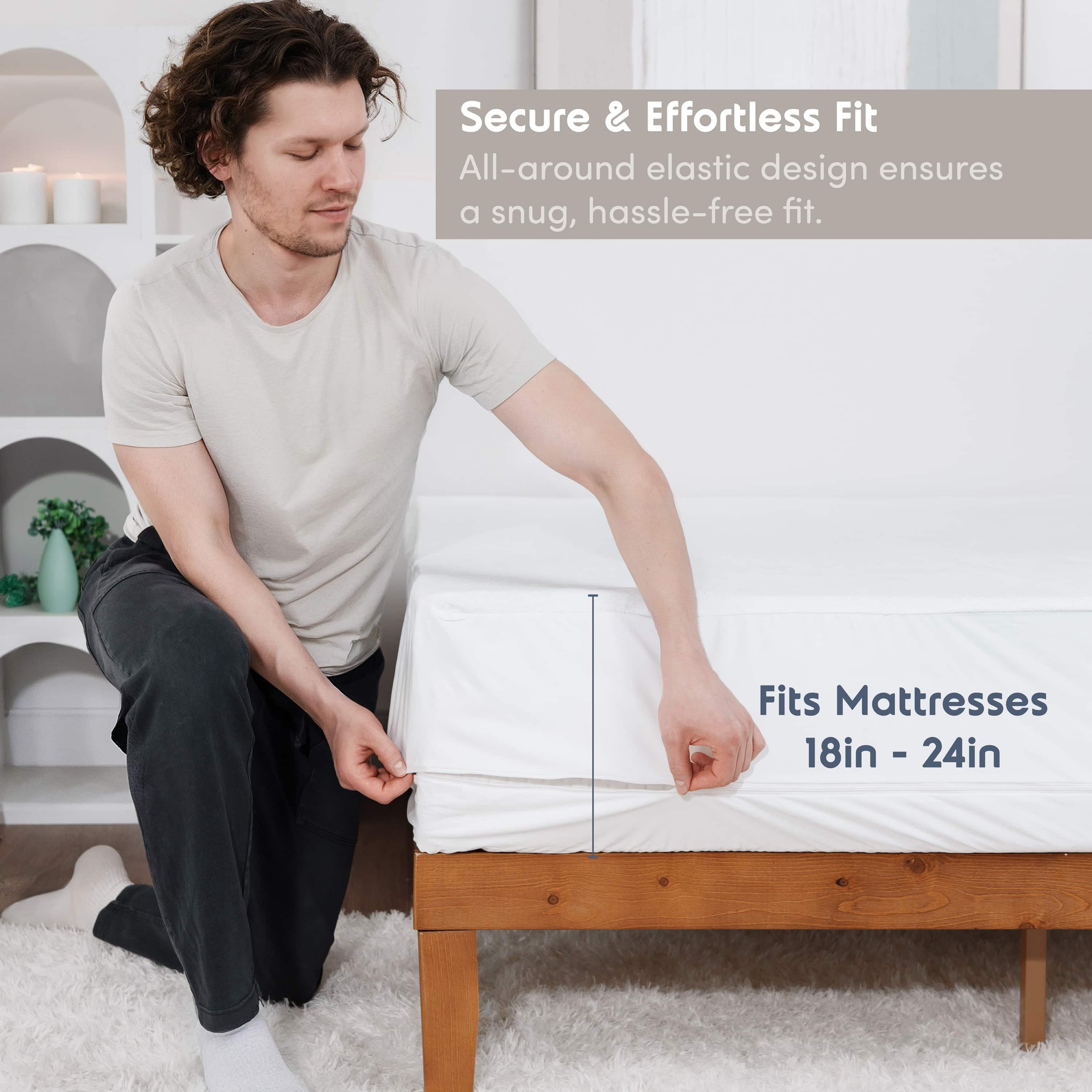 Lammaloe Twin Waterproof Mattress Protector, Premium Mattress Pad, Zippered Mattress Cover Fits Mattresses Up to 21 inches