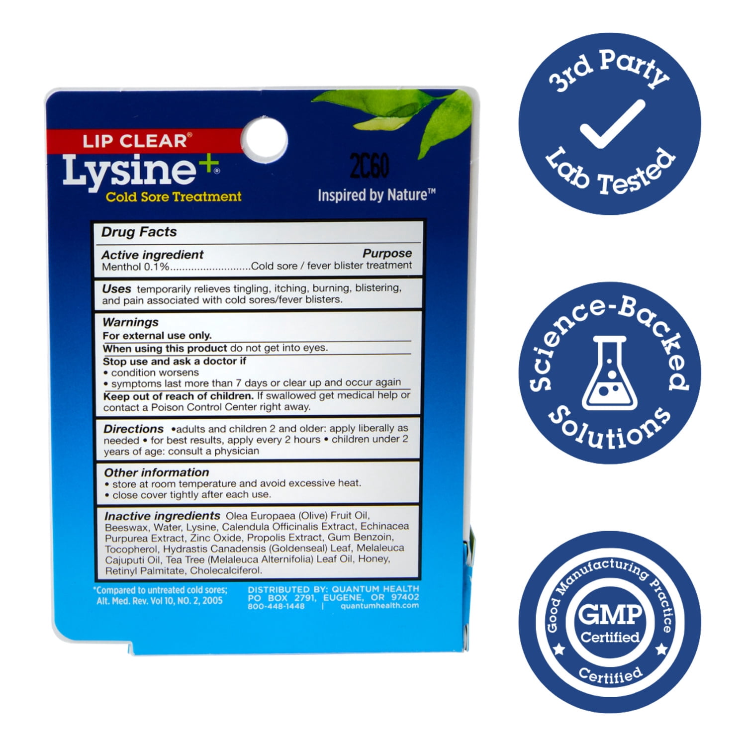 Quantum Health Lip Clear Lysine + Cold Sore Treatment & Pain Relief, 0.25 oz