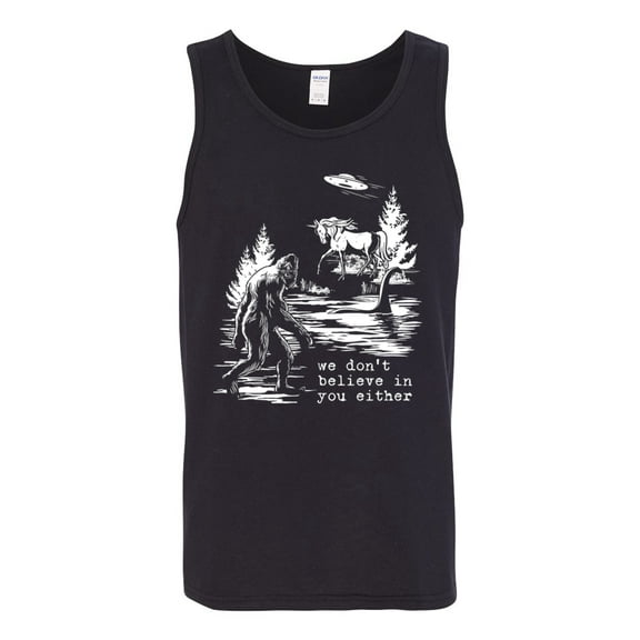 Wild Bobby We Don't Believe Either Bigfoot Unicorns Men Tank Top