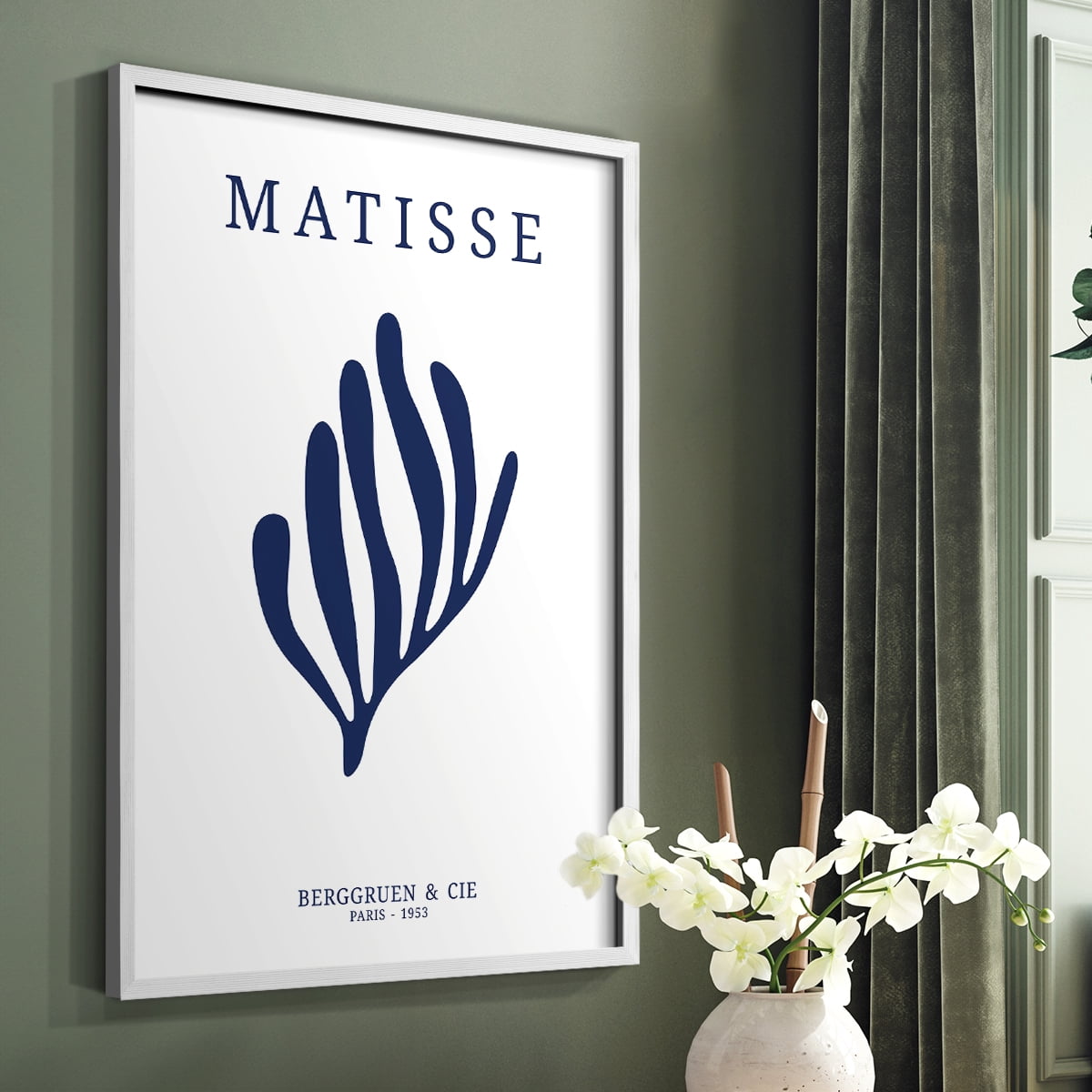 Matisse CDXIII in White Solid Wood Framed Print No Nail Hanging