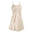 thumbnail image 1 of INSPIRE CHIC Women's Satin Slips Ruffles Hem Spaghetti Strap Plus Size Silky Camisole Nightgown Dress 3XL Champagne Color, 1 of 5