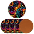 thumbnail image 2 of Musical Note Round Coasters Set of 6, Microfiber Leather Drink Coasters, 11x11 cm/4.3x4.3 in, Table Coasters for Glasses, Cups, Mugs - Black, 2 of 6