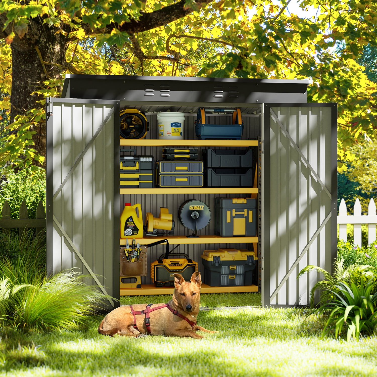 Asofer 6'x4' Outdoor Storage Shed, Heavy Duty Metal Garden Shed with Lockable Door, Waterproof & UV Resistant Galvanized Steel for Patio, Lawn, Bike, Tools, Black