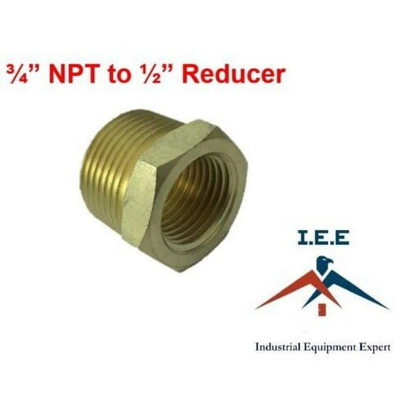 3/4" NPT to 1/2" Pipe Bushing Adapter Convert 1/2 Male to 3/4 Male Solid Brass