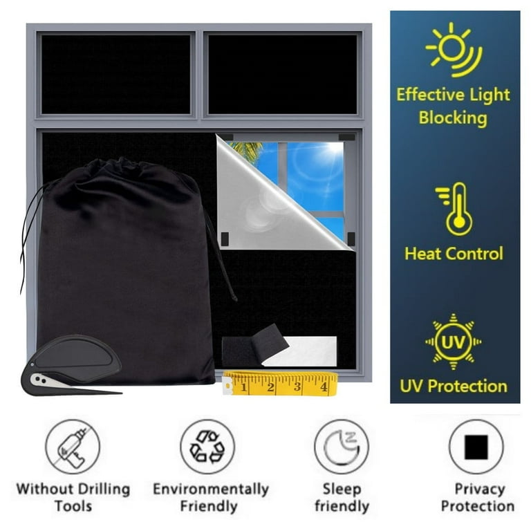 Blackout Blinds for Windows Temporary Blackout Window Shades Portable Travel Blackout Curtains for Bedroom Baby Nursery Dorm Room Home Office 118 x 57 inch Walmart