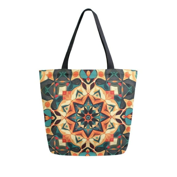 Large opening canvas tote bag, thickened canvas shopping bag, commuter handbag, multi-color available. Complex Art Pattern