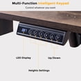 thumbnail image 4 of KeyWhat 60" L Shaped Standing Desk, Electric Height Adjustable Computer Desk with Shelves & Keyboard Tray & LED Strip & Power Outlets, Dark Rustic Oak, 4 of 7