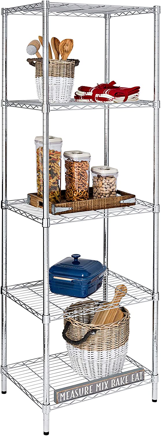 HoneyCanDo SHF01054 5tier chrome shelving unit, 250 lbs