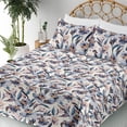 thumbnail image 3 of Ambesonne Springtime Fitted & Flat Sheet with Shams 4 Pcs Set, Alstroemeria Flowers Art, Queen, Lavender Blue Pale Orange, 3 of 5