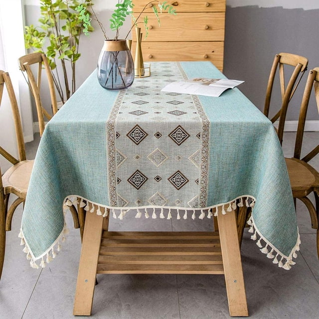 Nappe Brodée à Franges-Coton et Lin Anti-Poussière Nappe Adaptée pour Cuisine, Restaurant, Fête, Maison et Décoration de Bureau$ Chemin de Table Nappe Simple Franges Moderne Tissu Rectangulaire Fond Nappe à Thé$ Nappe Brodée à Franges-Nourriture Restaurant Fête Décoration de Table Maison