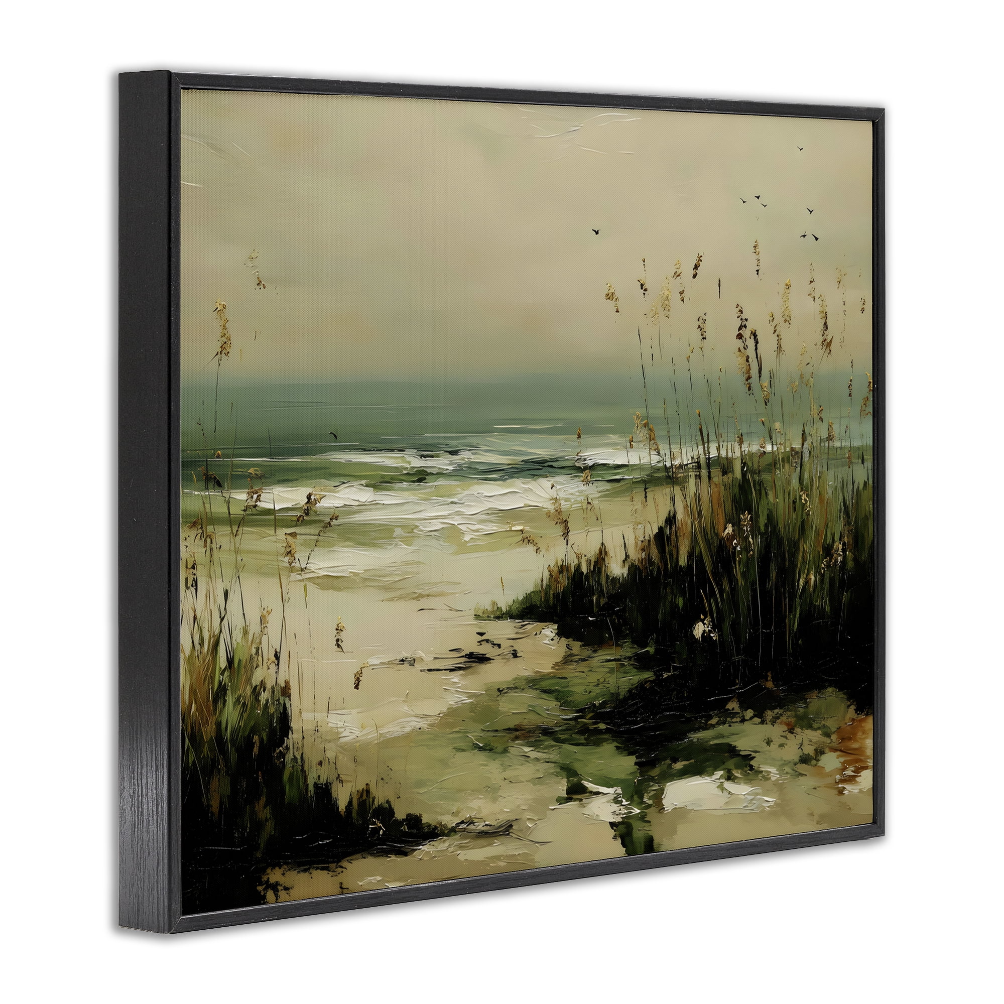 Stupell Industries Sea Oats on the Beach Black Framed Giclee Art, design by Franklyn Gregory
