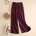 thumbnail image 3 of HBFAGFB Pantalons Décontractés pour Femmes Taille Haute Pantalons Amples Jambes Larges Côtés Grande Taille Pantalons Rouges Taille 2TG, 3 of 4