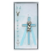 McVan BS49 3 mm Crib Cross Rosary Set - Blue