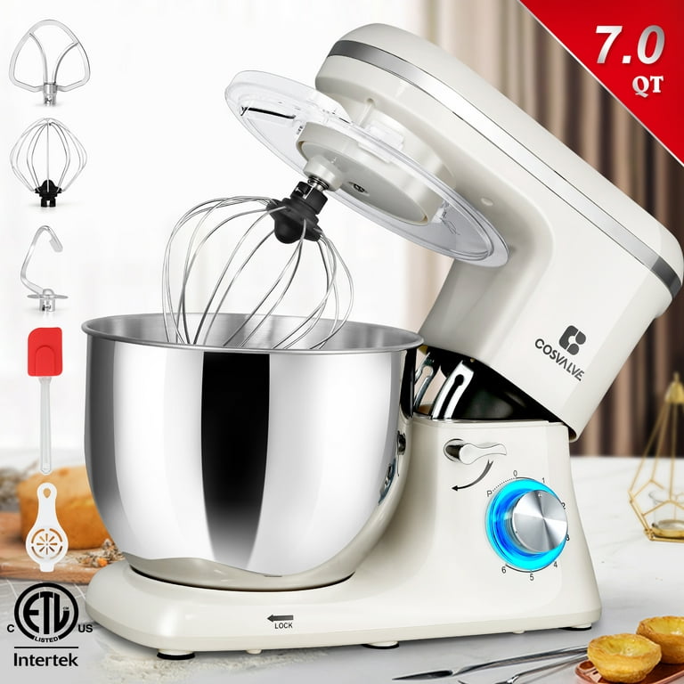 Aucma Stand Mixer,6.5-QT 660W 6-Speed Tilt-Head Food Mixer, Kitchen  Electric Mixer with Dough Hook, Wire Whip & Beater (6.5QT, Silver) 