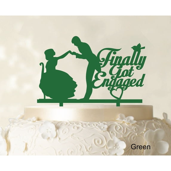 Finally Got Engaged Couple Cake Topper Wedding Cake Topper Color Option Available 6"-8" Inches Wide