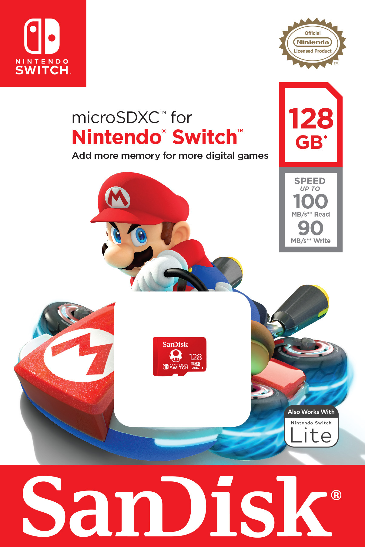 SanDisk 128GB microSDXC UHS-I Memory Card Licensed for Nintendo Switch, Red - 100MB/s, Micro SD Card - SDSQXBO-128G-AWCZA - image 5 of 7