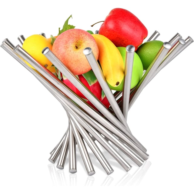 Frutero para encimera de cocina, cesta de frutas grande, soporte moderno para frutas, centro de mesa, fruteros decorativos de acero inoxidable