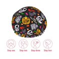 thumbnail image 3 of Yiaed Pumpkin And Flying Bat Print Reusable Shower Cap & Bath Cap & Lined, Oversized Waterproof Shower Caps Designed for all Hair Lengths, 3 of 7