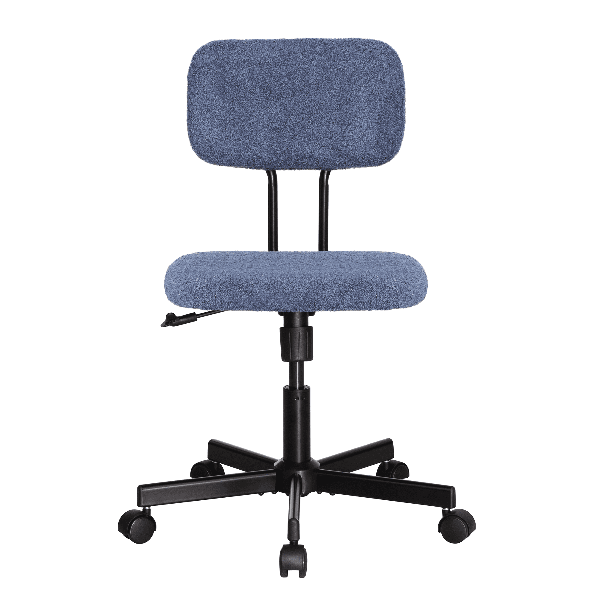 JJS Low Back Velvet Fabric Armless Home Office Computer Chair in Blue