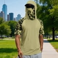 thumbnail image 2 of Men Summer Quick Dry Short Sleeve Hooded T Shirt with Face Cover Breathable Sun Protection Athletic Tops for Fishing Hiking Running Workout Outdoor Sports, 2 of 6