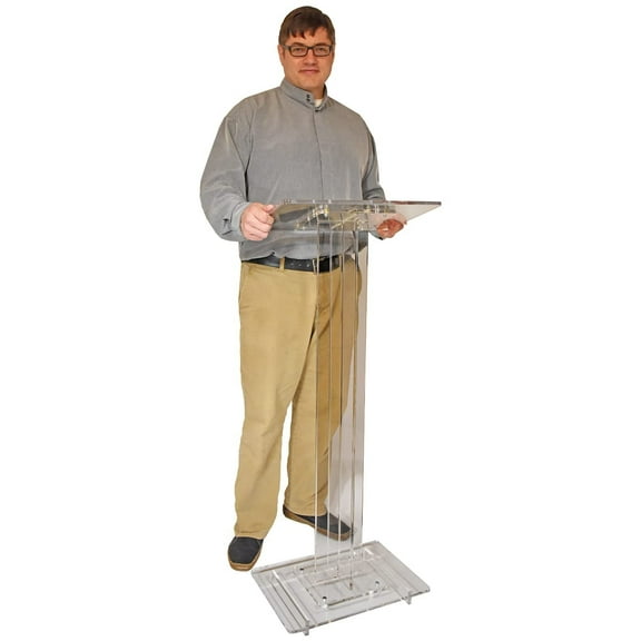 Kingdom KLEZ Lightweight and Small Single Column Design Economy Clear Acrylic Lectern/Podium/pulpit
