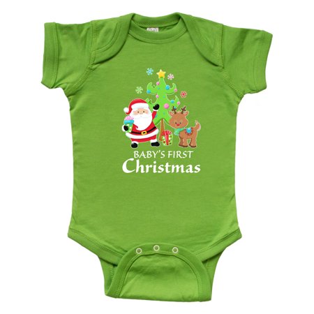 

Inktastic Baby s 1st Christmas with Santa Reindeer and Tree Gift Baby Boy or Baby Girl Bodysuit