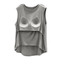 thumbnail image 6 of Women's Modal Casual Sleeveless Tank Top with Built‑in Bra Crew Neck Loose‑Fit Lightweight Loungewear Camisole Gray M, 6 of 8