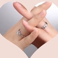 thumbnail image 4 of Adjustable White Gold Plated Open Ring Copper open ring Rhinestone Studded Jewelry Lovers Couple Wedding, 4 of 6