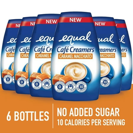 (6 Pack) Equal Cafe Creamers Caramel Macchiato, Low-Calorie Coffee Creamer, 1.62 Fl