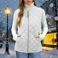 thumbnail image 2 of Yangnuo Womens Fashion Trendy Sleeveless Quilted Jackets Vest Jackets 2025 Fall Winter Women's Winter Solid Color Side Zipper Pocket Hooded Jacket Top, 2 of 6
