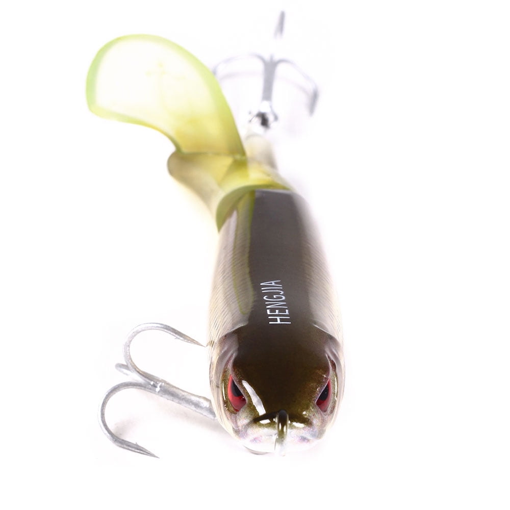 HENGJIA Fishing Lures Plopper Bass Lures with Floating Rotating Tail Barb Treble Hooks in Saltwater and Freshwater Lures for Bass Trout,4.33 inch/0.44 oz