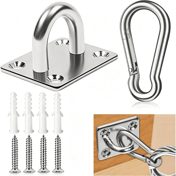 ACDANC Dog Tie Out Mounted Wall Hook with Clip - Secure Dog Leash Parking Indoor&Outdoor, Stainless Steel Practical Lead Management for Small/Medium/Large Dogs Up to 500Lbs (1Pcs:Silver)
