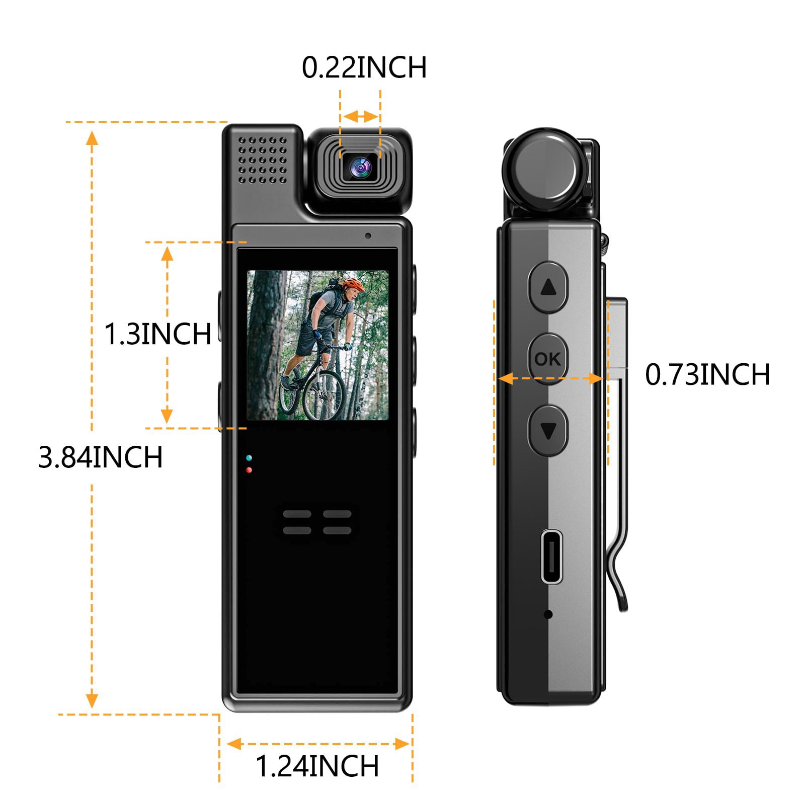 Mini Body Camera for Sports, Audio Video Recording, Night Vision, 180° Adjustable Lens, Motion Detection, WiFi Enabled